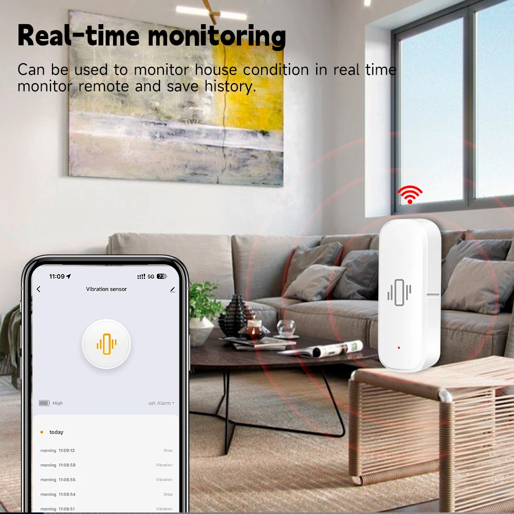 WiFi/Zigbee Smart Vibration Se - Home Security App review and price